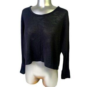 Bozzolo black oversized long sleeves crop top